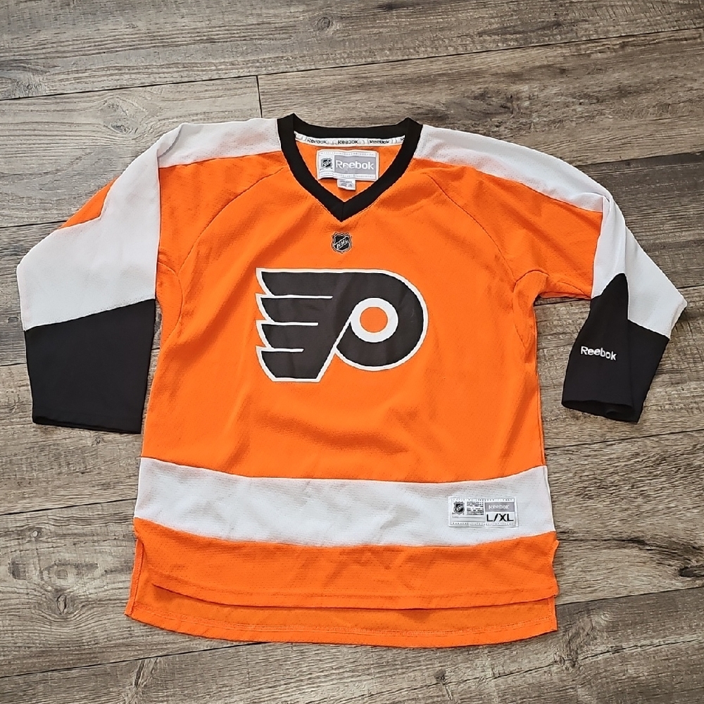 Reebok Philadelphia Flyers Orange and Black Hockey Jersey